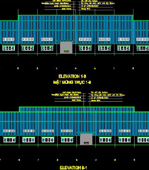 File cad bản vẽ kiến trúc+ kết cấu thiết kế nhà xưởng kích thước 65 x 52m