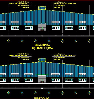 File cad bản vẽ kiến trúc+ kết cấu thiết kế nhà xưởng kích thước 65x40m