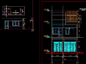 File cad Bản vẽ kiến trúc nhà 3 tầng 7x12m