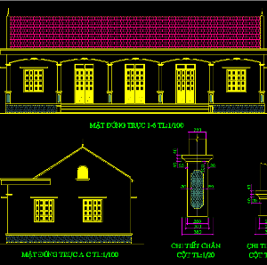 File cad bản vẽ kiến trúc nhà cấp 4, nhà ở dân dụng