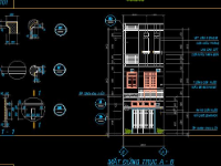 File CAD bản vẽ kiến trúc nhà phố 3 tầng 4x16m