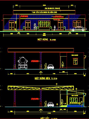 File cad bản vẽ kiến trúc trạm xăng dầu tư nhân nguyên Long- đồng nai