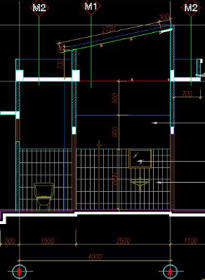 File cad Bản vẽ kiến trúc và kết cấu nhà vệ sinh của UBND xã