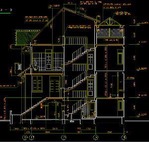 File cad bản vẽ Nhà mặt phố 5.5x16m full: kiến trúc + kết cấu
