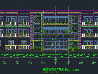 File cad bản vẽ nhà nghỉ công ty 3 tầng kích thước 20x40m