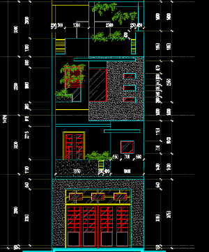 File cad bản vẽ nhà phố 5x17x4 tầng