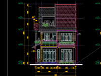 File cad bản vẽ thiết kế biệt thự vườn 3 tầng mái thái 8.8x13.2m