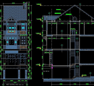 File cad bản vẽ thiết kế Mẫu biệt thự đẹp kt 5x10 m 