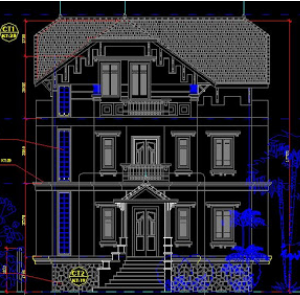 File cad bản vẽ thiết kế Mẫu biệt thự kt 8x12m 