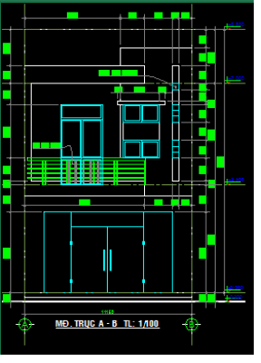File cad bản vẽ thiết kế nhà phố 2 tầng đẹp với phần kiến trúc