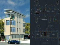 File cad bản vẽ thiết kế nhà phố 4 tầng 3.5x17m ( Mặt bằng, mặt đứng)