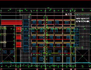 bản vẽ kiến trúc 6 tầng,thiết kế trường học 6 tầng,bản vẽ trường học đầy đủ