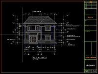 File cad biệt thự 2 tầng kích thước 12.4x12.5m