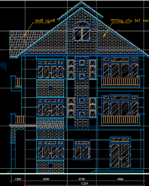 File cad biệt thự 3 tầng có đủ phần kiến trúc và phần kết cấu