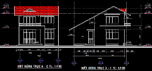 File cad Biệt thự mặt bằng, mặt cắt, mặt đứng