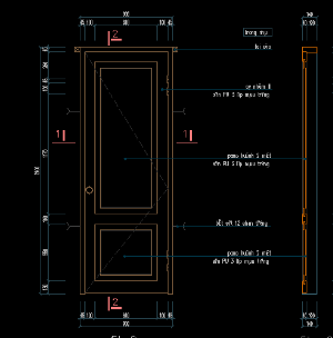 File Cad Chi Tiết Cửa Gỗ 1 Cánh Đẹp