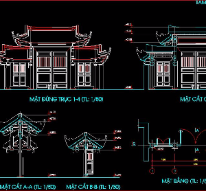 File cad chi tiết đình chùa tam quan các loại ( sân, bồn hoa, tháp, vườn sen,rồng....)