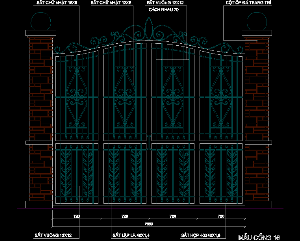 File cad,cổng tường rào,tường rào biệt thự