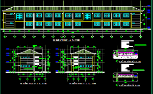 File cad Dãy 10 phòng học đầy đủ mặt bằng, mặt cắt, mặt đứng, chi tiết