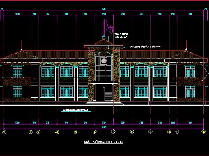 File cad đầy đủ và chi tiết Kiến Trúc UBND xã 2 tầng đẹp