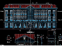 File cad full Kiến trúc trụ sở UBND Huyện 3 tầng 13.1x41.4m