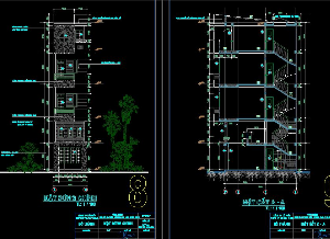 File Cad Hồ sơ kiến trúc nhà phố 4x10m