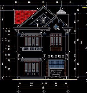 File cad kiến trúc bản vẽ Biệt thự vườn kích thước 8m x 15m