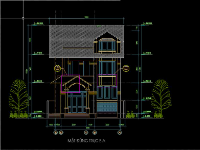 File cad kiến trúc biệt thự 3 tầng 8.4x17.9m mái thái