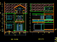 File CAD kiến trúc biệt thự 3 tầng 8x10.6m