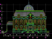 File cad kiến trúc biệt thự lâu đài 3 tầng 16.5x19.15m