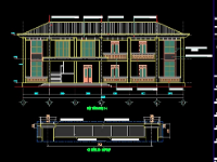 File cad kiến trúc kết cấu thiết kế nhà hiệu bộ trường học kích thước 9x24m