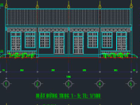File cad kiến trúc nhà công vụ một tầng 4 phòng 6.5x15.6m
