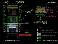 File CAD kiến trúc nhà phố 3 tầng lệch tầng có kích thước 5x20m