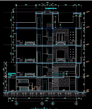 File cad Kiến trúc Nhà phố 5 tầng kích thước 3,8 x 13,4m