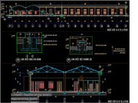 File CAD kiến trúc nhà xe chuyên dụng (đỗ xe cứu hỏa, xe chuyên dụng...) tại sân bay hoặc các cơ quan