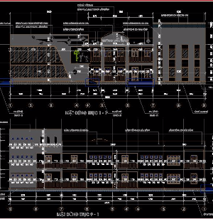 File cad  kiến trúc trường mầm non 2 tầng siêu nét