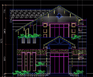 File cad Mẫu bản vẽ nhà phố 2 tầng kích thước 9,3x15,8m