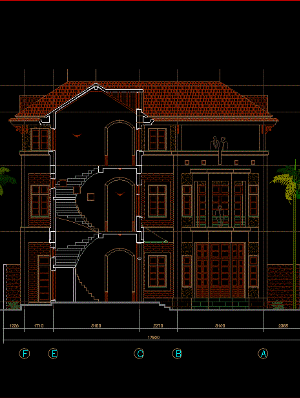 File cad mẫu biệt thự kiểu Pháp đẹp mê ly (mẫu 2)