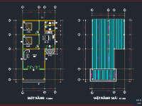 File cad nhà cấp 4 kích thước 8x14.6m free