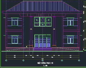 FIle cad Nhà làm việc 2 tầng Công ty TNHH xuất nhập khẩu Thành Châu bình định