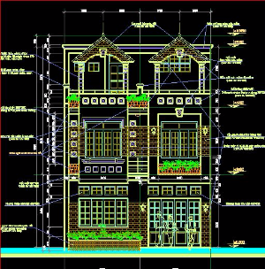 File cad nhà lô phố kích thước 7x15m ( kiến trúc, điện nước, chi tiết)