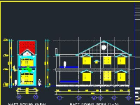 File cad Nhà mặt phố 2 tầng  KT: 4.5m x 19m