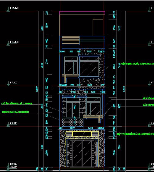 File cad nhà ở kích thước  4x12m. tường 200 3 tầng 1 tum (kiến trúc,kết cấu,thống kê)