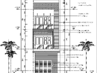 File cad Nhà phố 3 tầng kích thước 5x20m