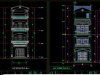 File cad Nhà phố 4 tầng 5x15m kiến trúc