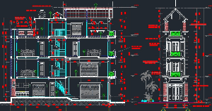 File cad Nhà phố 4 x 16.15m gồm 4 tầng ( full KT+KC+ME)