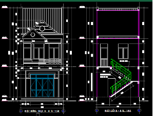 File cad Nhà Phố (lầu) kt 5x19 đầy đủ chức năng sử dụng mặt bằng, mặt cắt, mặt đứng