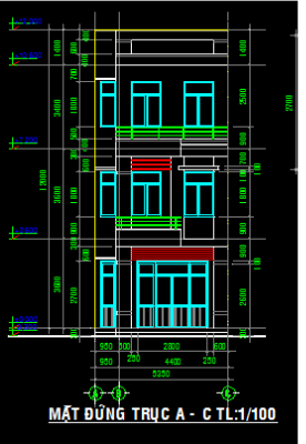 File cad Nhà Phố (lầu) mặt bằng, mặt cắt, mặt đứng