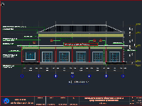 File cad nhà văn hóa xã cùng kết hợp hội trường 1 tầng kích thước 17.1x30m