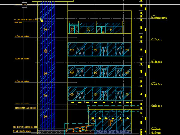 File Cad thiết kế kiến trúc, kết cấu trụ sở làm việc 5 tầng 15x22.2m